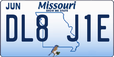 MO license plate DL8J1E