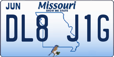 MO license plate DL8J1G