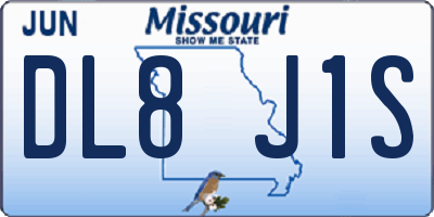 MO license plate DL8J1S
