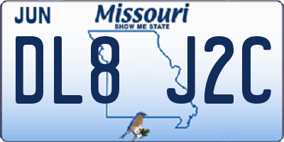 MO license plate DL8J2C