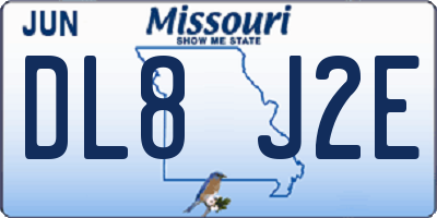 MO license plate DL8J2E