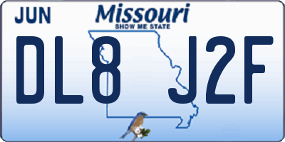 MO license plate DL8J2F