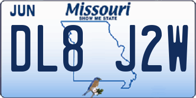 MO license plate DL8J2W