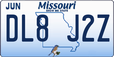 MO license plate DL8J2Z