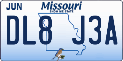 MO license plate DL8J3A
