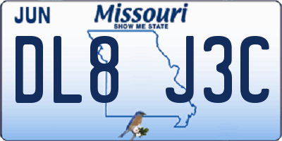 MO license plate DL8J3C