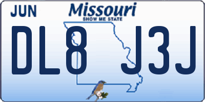 MO license plate DL8J3J