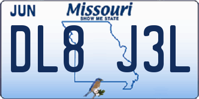 MO license plate DL8J3L