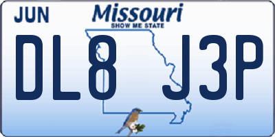 MO license plate DL8J3P
