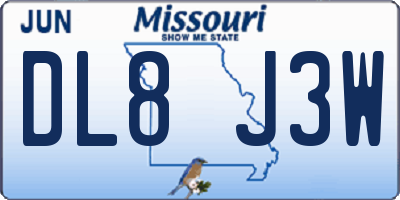 MO license plate DL8J3W