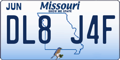 MO license plate DL8J4F
