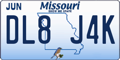MO license plate DL8J4K