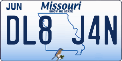 MO license plate DL8J4N