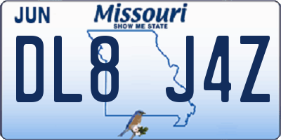 MO license plate DL8J4Z