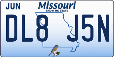MO license plate DL8J5N