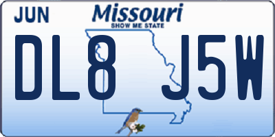 MO license plate DL8J5W