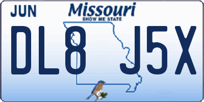 MO license plate DL8J5X