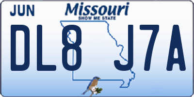 MO license plate DL8J7A