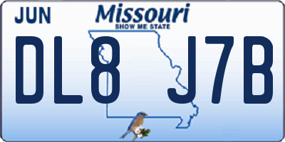 MO license plate DL8J7B