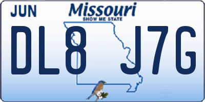 MO license plate DL8J7G