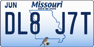 MO license plate DL8J7T