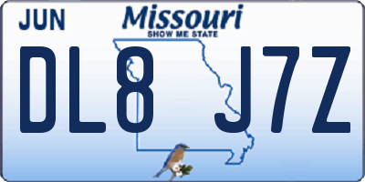 MO license plate DL8J7Z