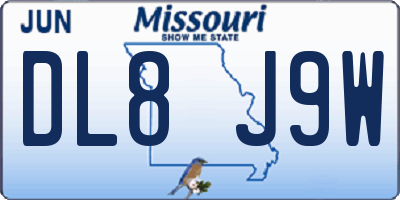 MO license plate DL8J9W