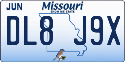 MO license plate DL8J9X