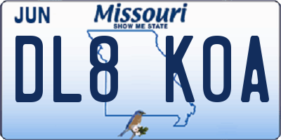 MO license plate DL8K0A