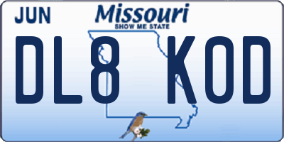 MO license plate DL8K0D