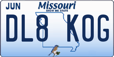 MO license plate DL8K0G