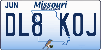MO license plate DL8K0J