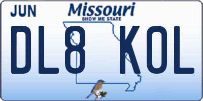 MO license plate DL8K0L