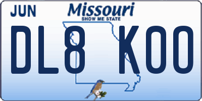 MO license plate DL8K0O