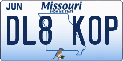 MO license plate DL8K0P
