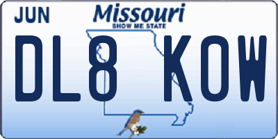 MO license plate DL8K0W