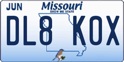 MO license plate DL8K0X