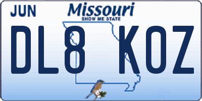 MO license plate DL8K0Z