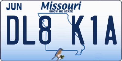 MO license plate DL8K1A