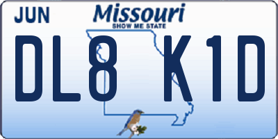 MO license plate DL8K1D
