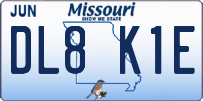 MO license plate DL8K1E