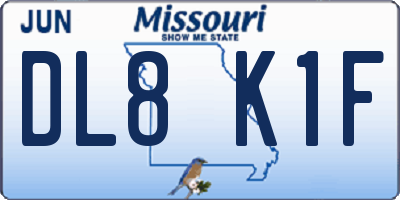 MO license plate DL8K1F