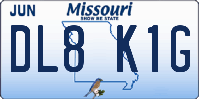 MO license plate DL8K1G