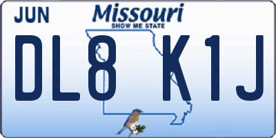 MO license plate DL8K1J