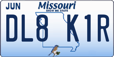 MO license plate DL8K1R