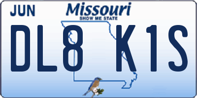 MO license plate DL8K1S