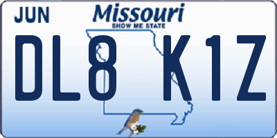 MO license plate DL8K1Z
