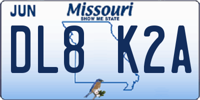 MO license plate DL8K2A