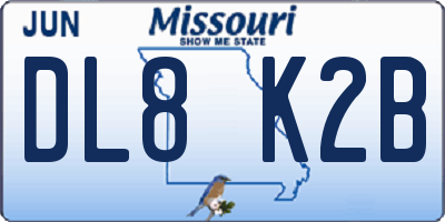 MO license plate DL8K2B