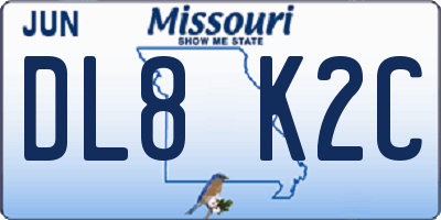 MO license plate DL8K2C